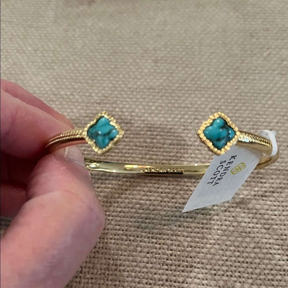 Kendra Scott Mallory Gold Cuff Bracelet In Variegated Turquoise Magnesite/NWT - Picture 7 of 8